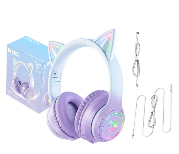 I-ONIK Słuchawki gamingowe B90 RGB kocie uszy Fioletowe ON-B90_CAT/PE - 1372984 - zdjęcie 6